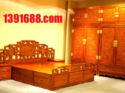 團購5件套臥室紅木大床衣柜